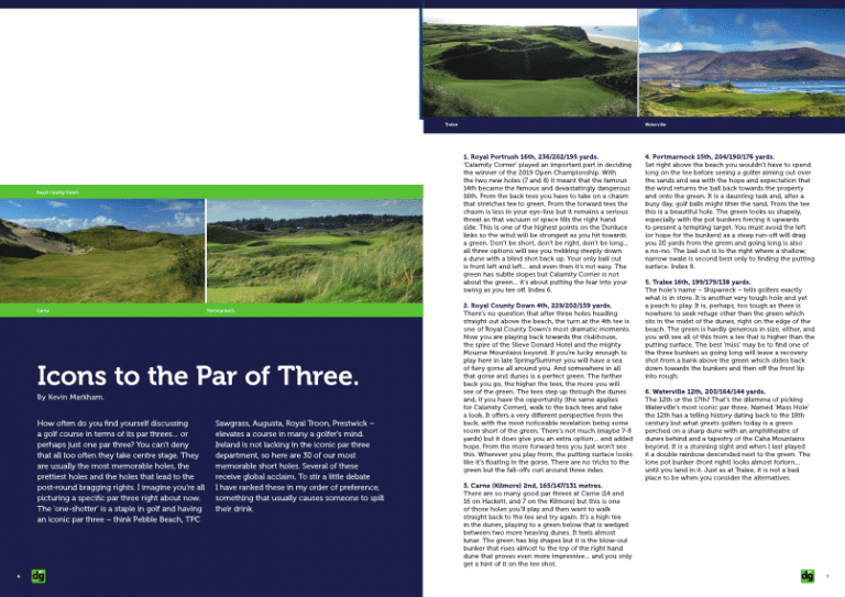 TOP 30 IRISH PAR 3s according to Editor, Kevin Markham